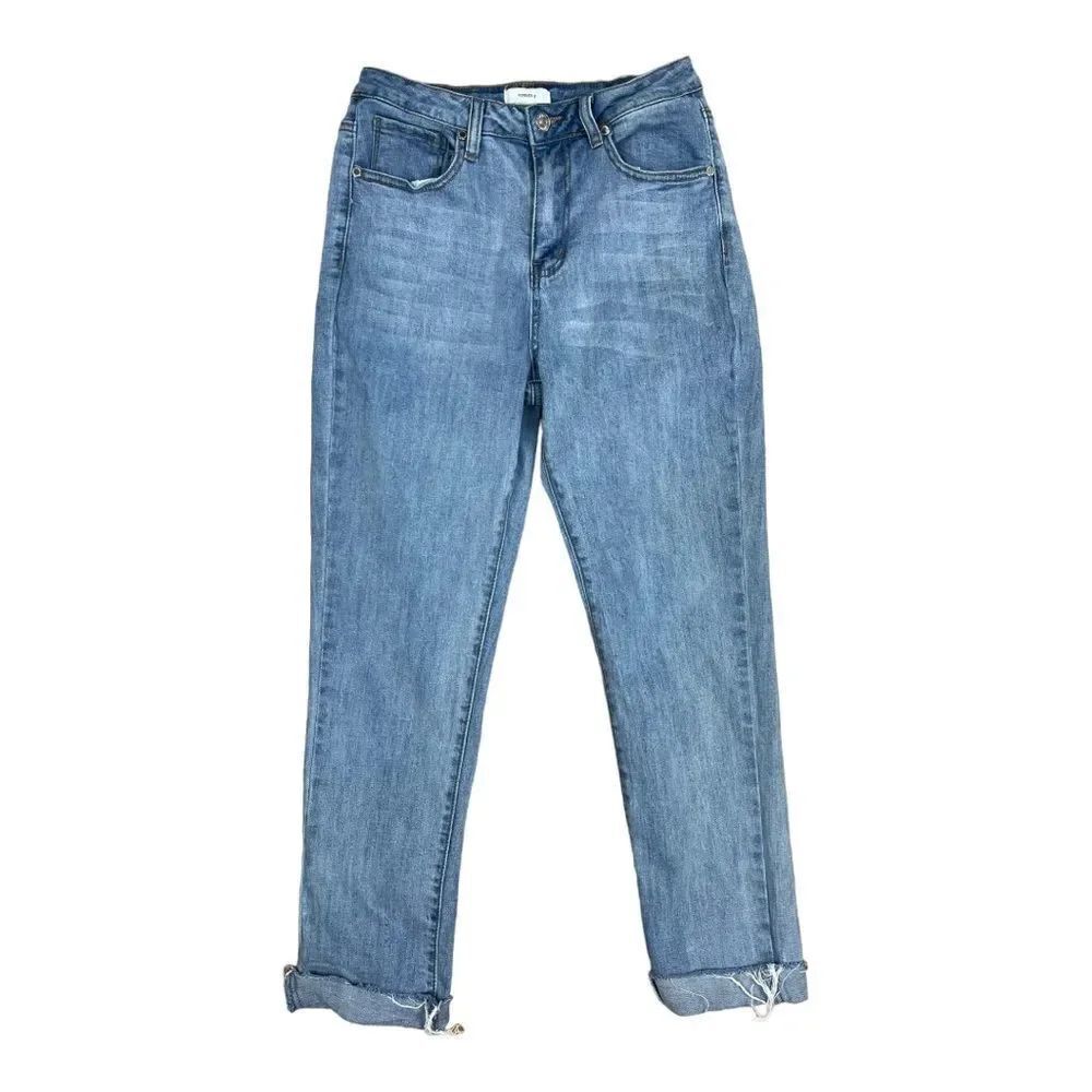 Forever 21 High Waist Cuffed Blue Ankle Blue Mom Jeans Women’s Size 27 EUC